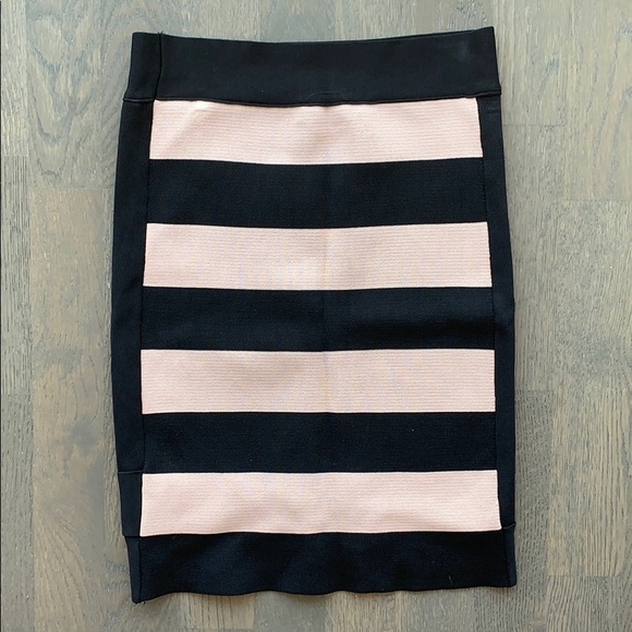 Bebe Black & Beige Striped Bandage Skirt - Picture 3 of 3